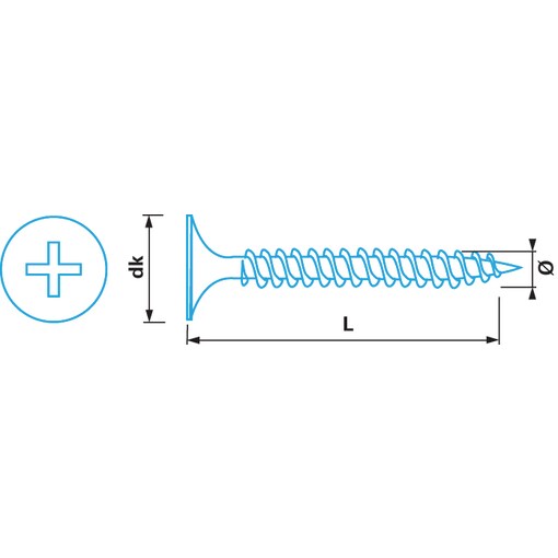 Vis fixation rapide à double filetage pour plaque de plâtre, PH, par 100 pièces