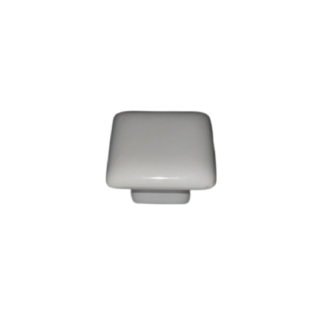 Bouton porcelaine carré blanc