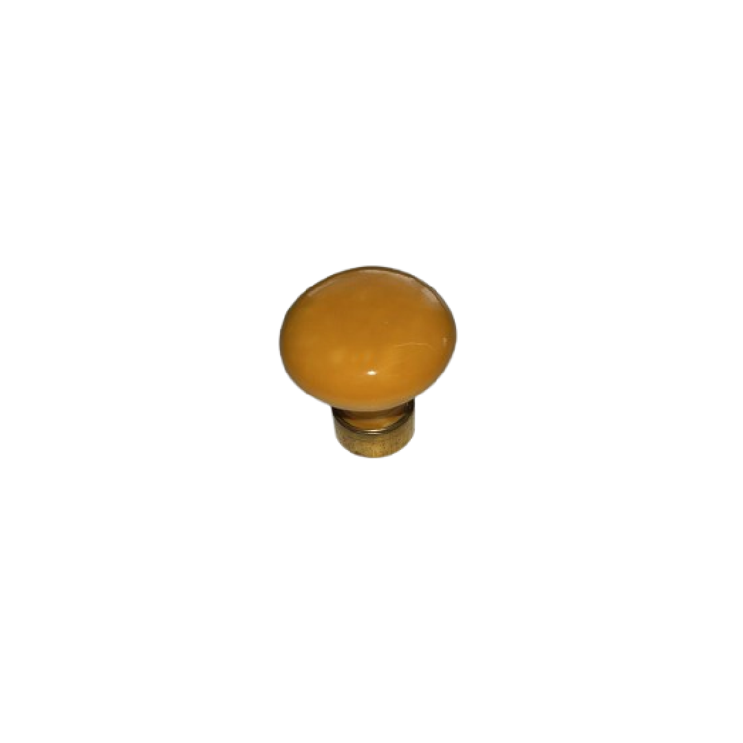 Bouton porcelaine Jaune/Orange bague laiton