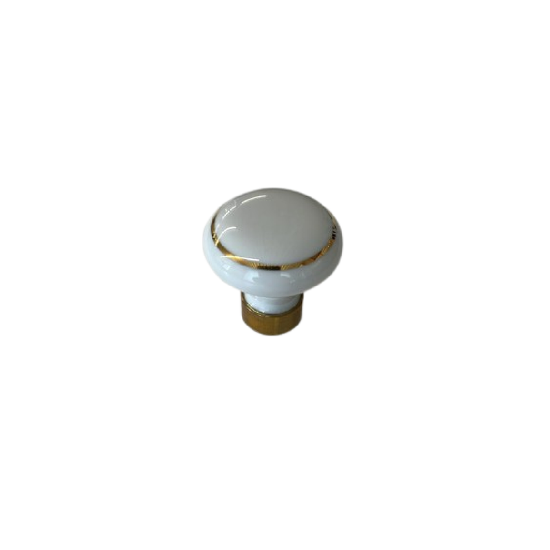 Bouton de meuble porcelaine blanche filet laiton