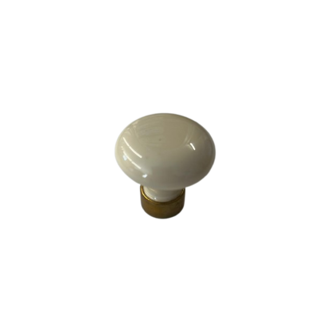 Bouton porcelaine Ivoire bague laiton